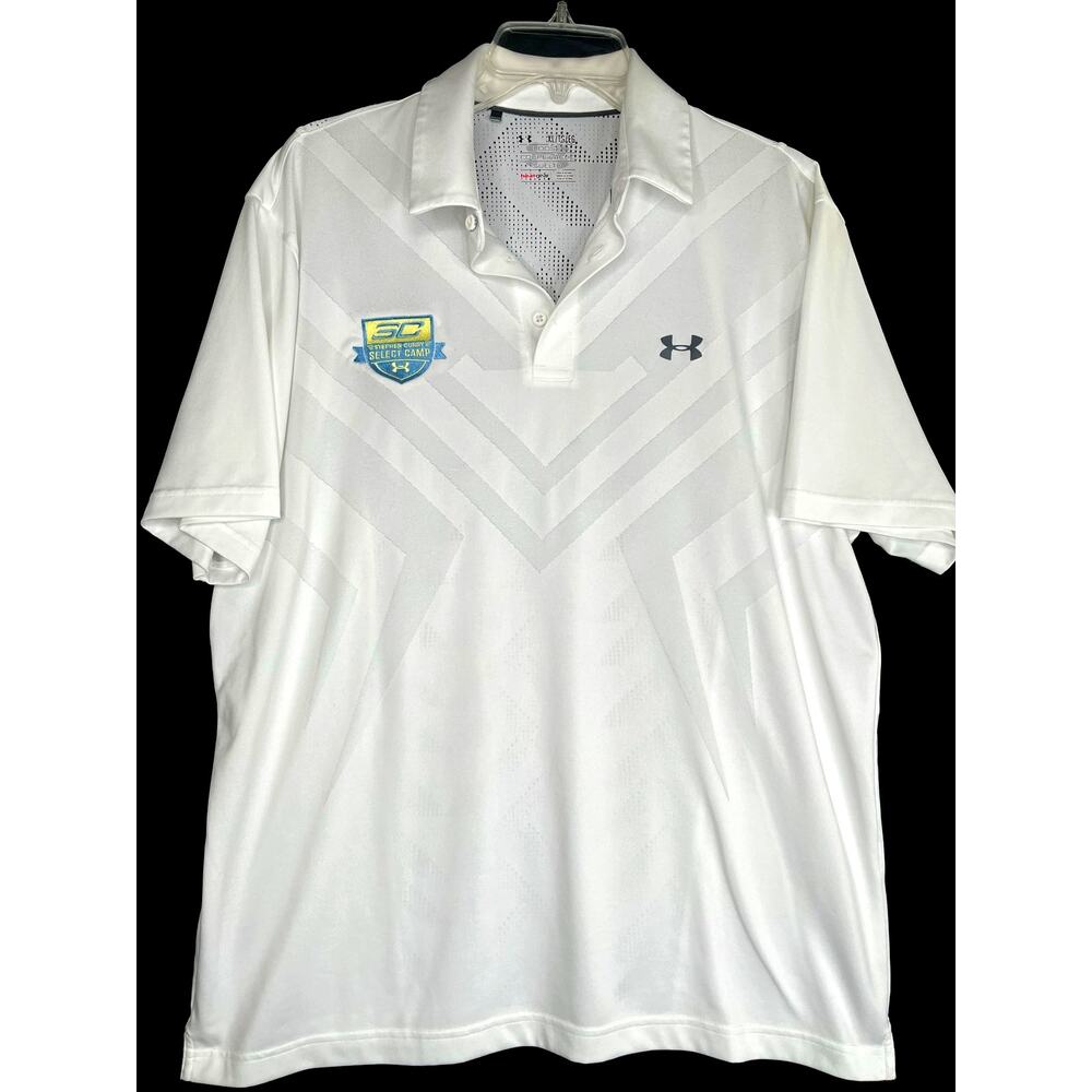 Under Armour Loose Stephen Curry Select Camp men's polo, white, size XL, EUC
